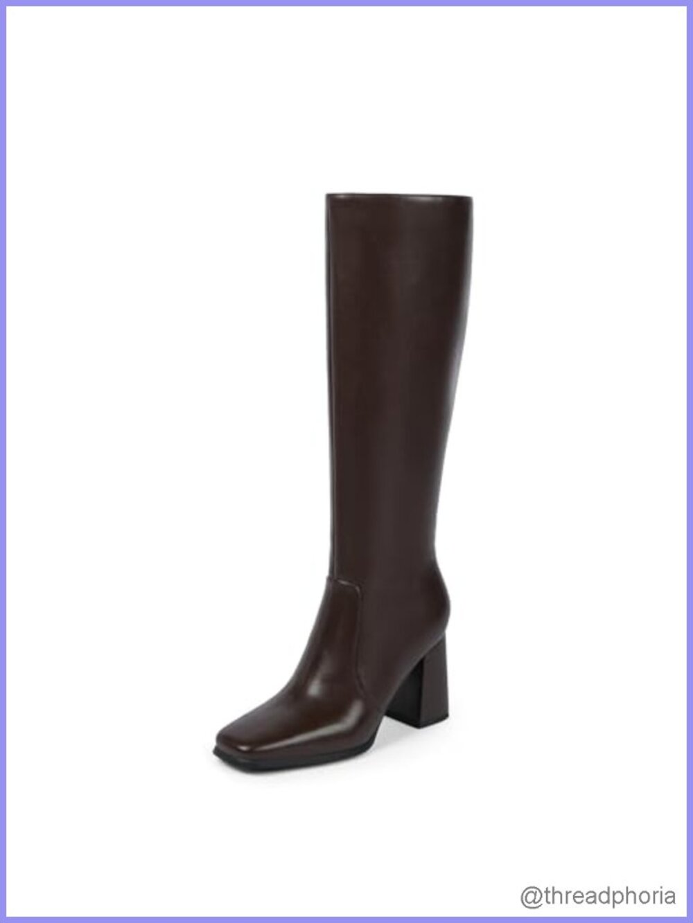 Knee High Square Toe Chunky Heel Faux Leather Boots Women Tall Block Heel Zip
